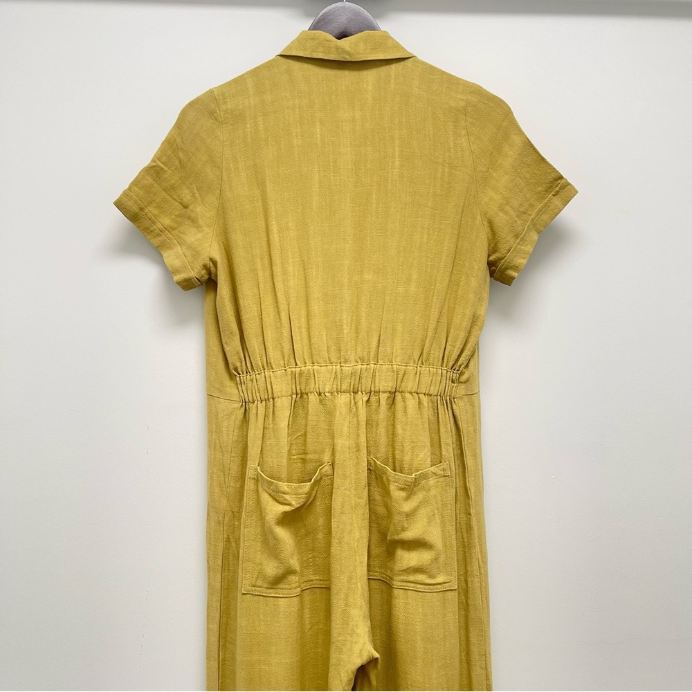 Rachel Pally Rocco Linen Short Sleeve Cropped Mustard Jumpsuit Size Small - Picture 8 of 13